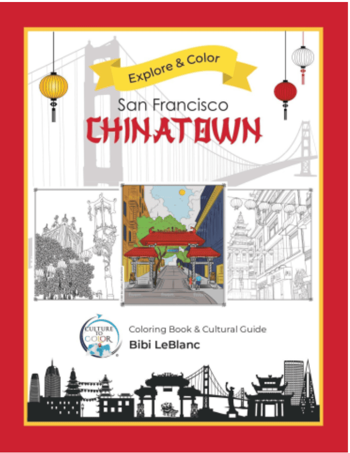 Explore & Color: San Francisco Chinatown coloring image