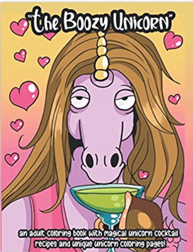 A boozy unicorn coloring book coloring image
